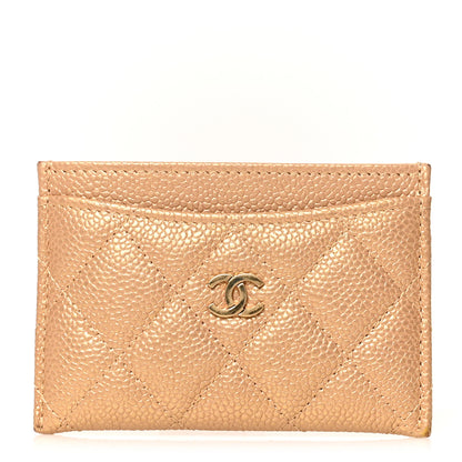 Chanel Metallic Caviar Quilted Card Holder Gold 1 of 9