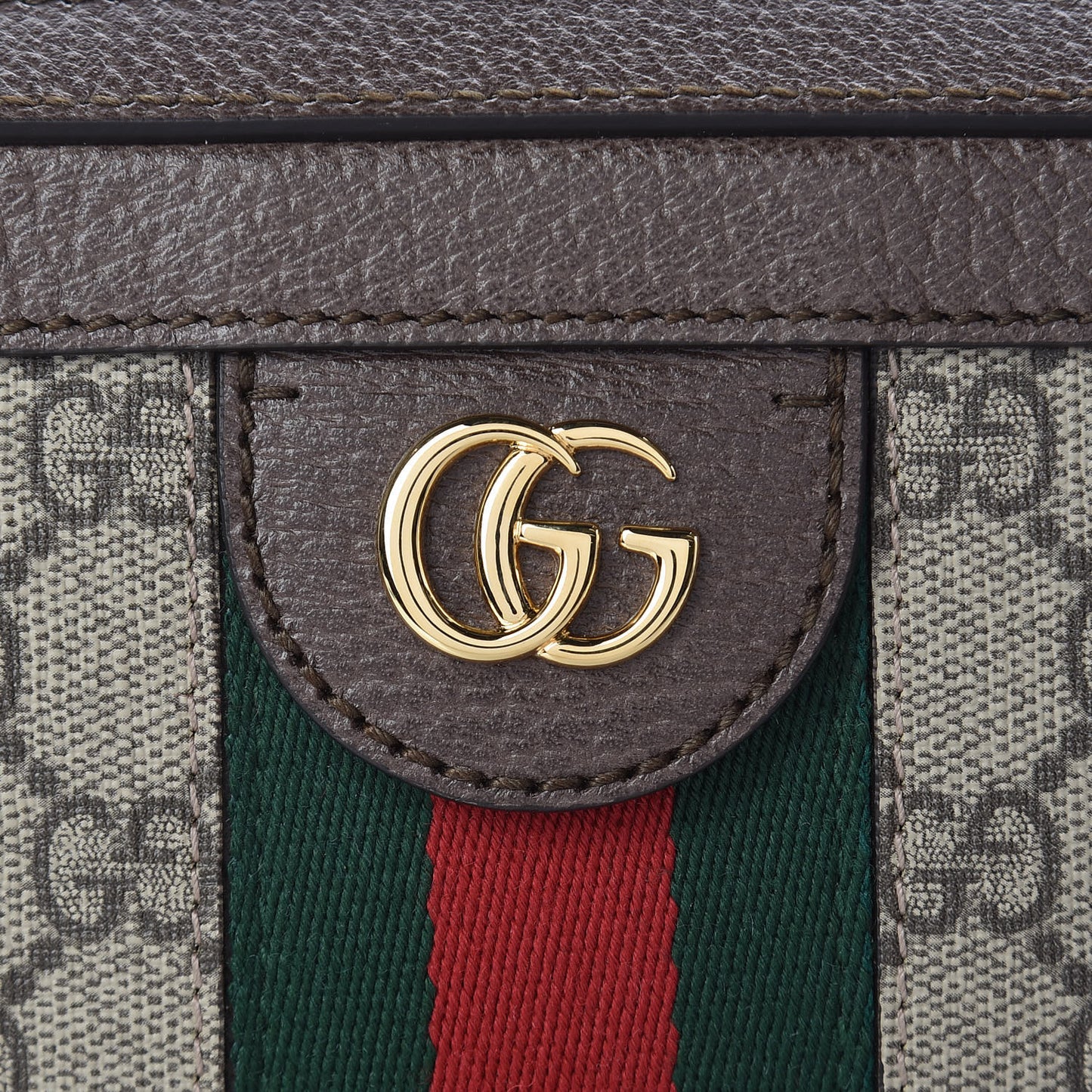 GG Supreme Monogram Web Small Ophidia Top Handle Shoulder Bag Brown