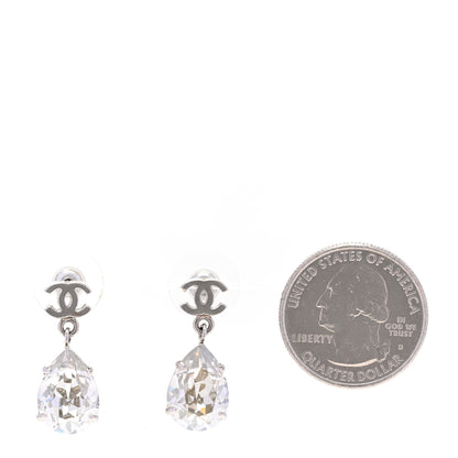 Chanel Crystal CC Tear Drop Earrings Silver 2 of 4
