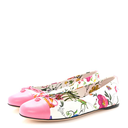 Gucci Sepang Flora Faded Canvas GG Marmont Ballerina Flats 39 White Multicolor Knit Rose 4 of 10
