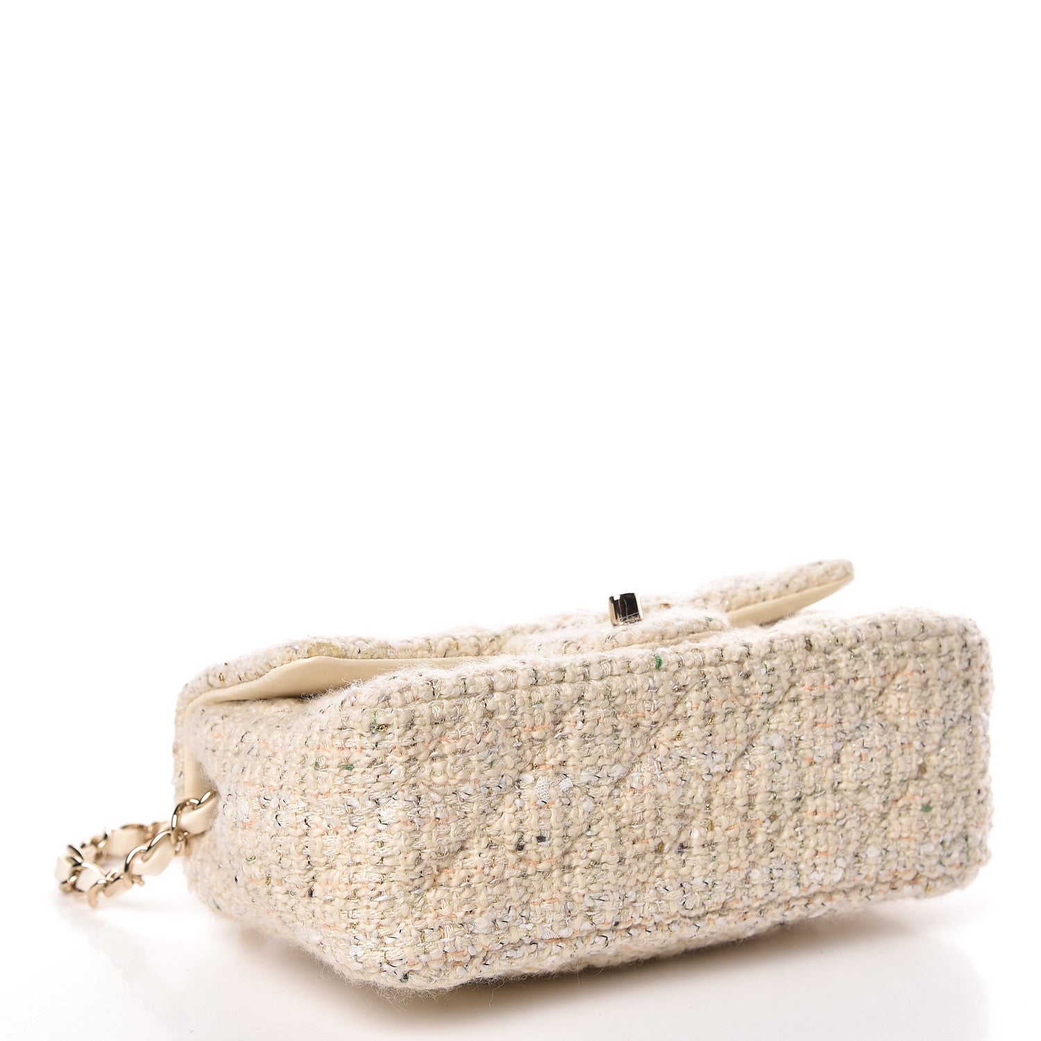 Chanel Tweed Quilted Mini Rectangular Flap Off White 4 of 15
