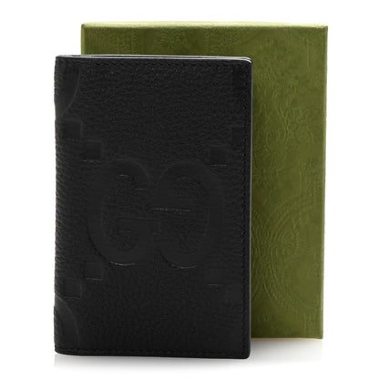 Gucci Piuma Calfskin Jumbo GG Embossed Card Case Black 8 of 8