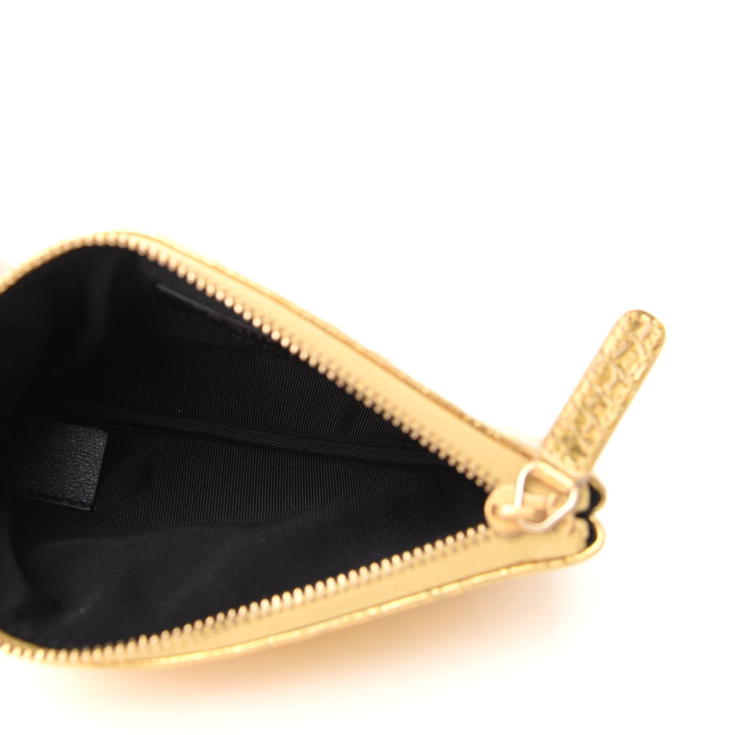 Chanel Metallic Calfskin Crocodile Embossed Cocodile Cosmetic Case Gold 5 of 7