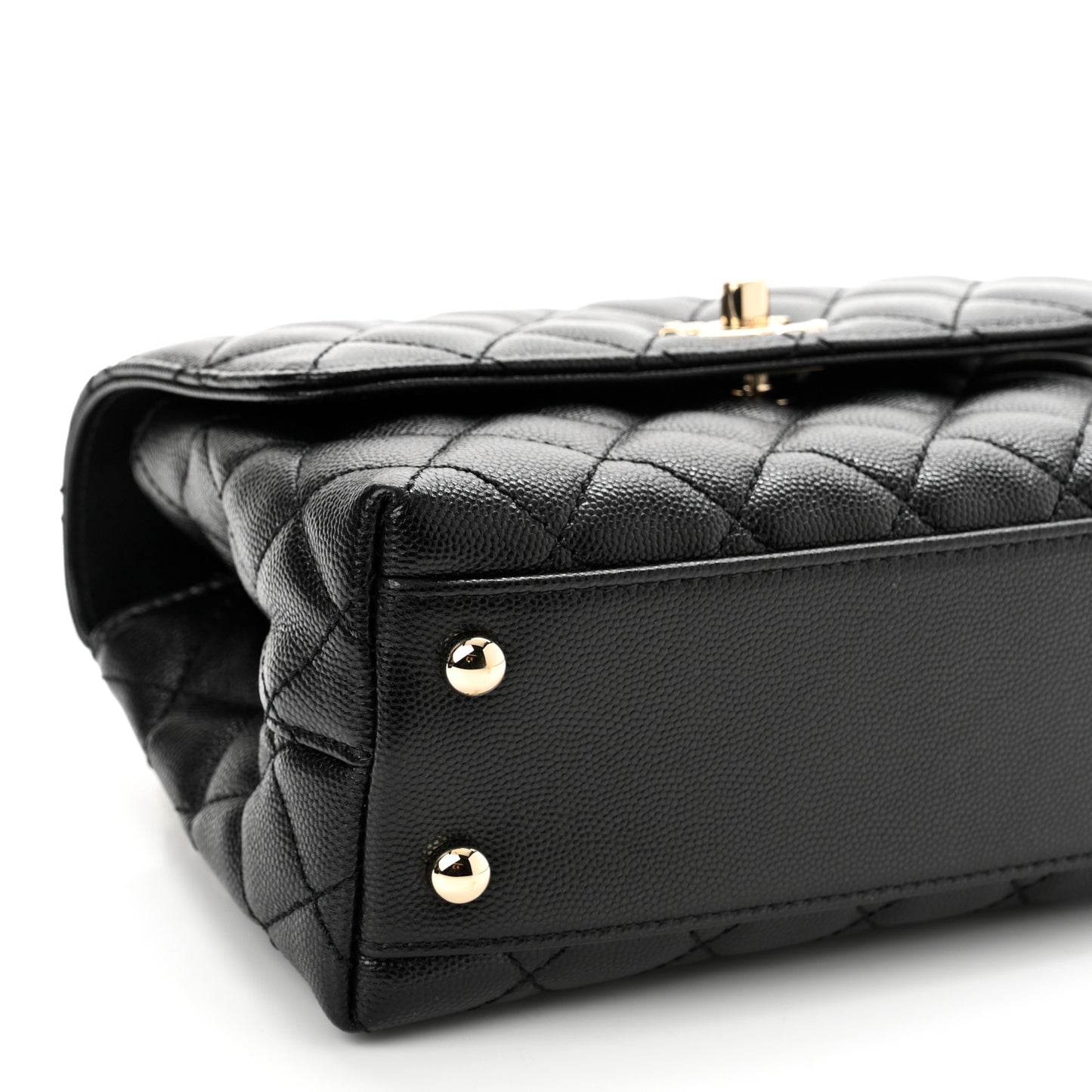 Caviar Quilted Mini Coco Handle Flap Black