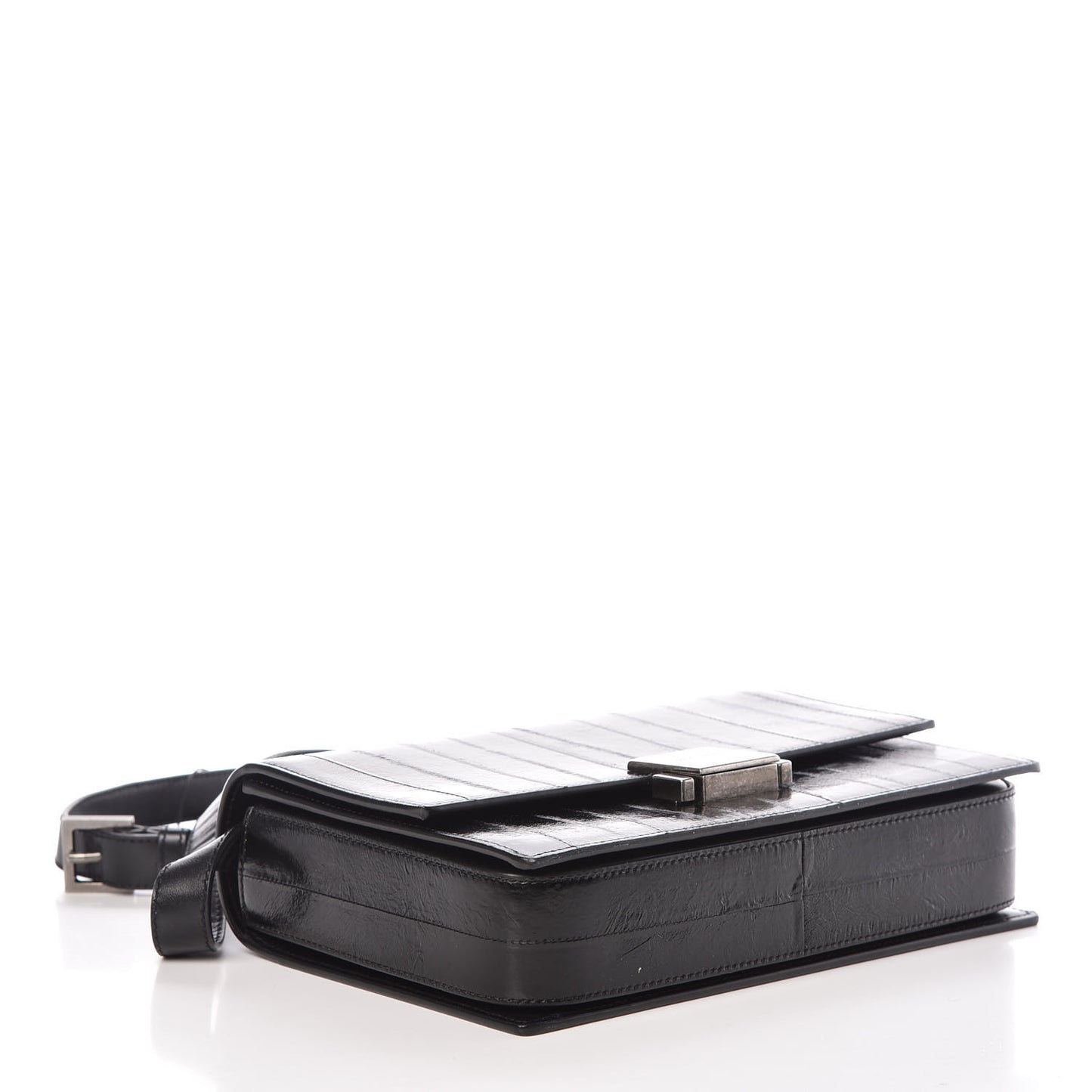 Shiny Soft Calfskin Anguille Medium Bellechasse Black