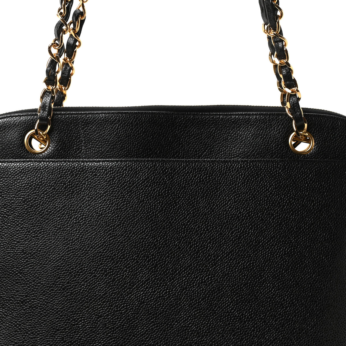 Caviar Embroidered Logo Shoulder Bag Black