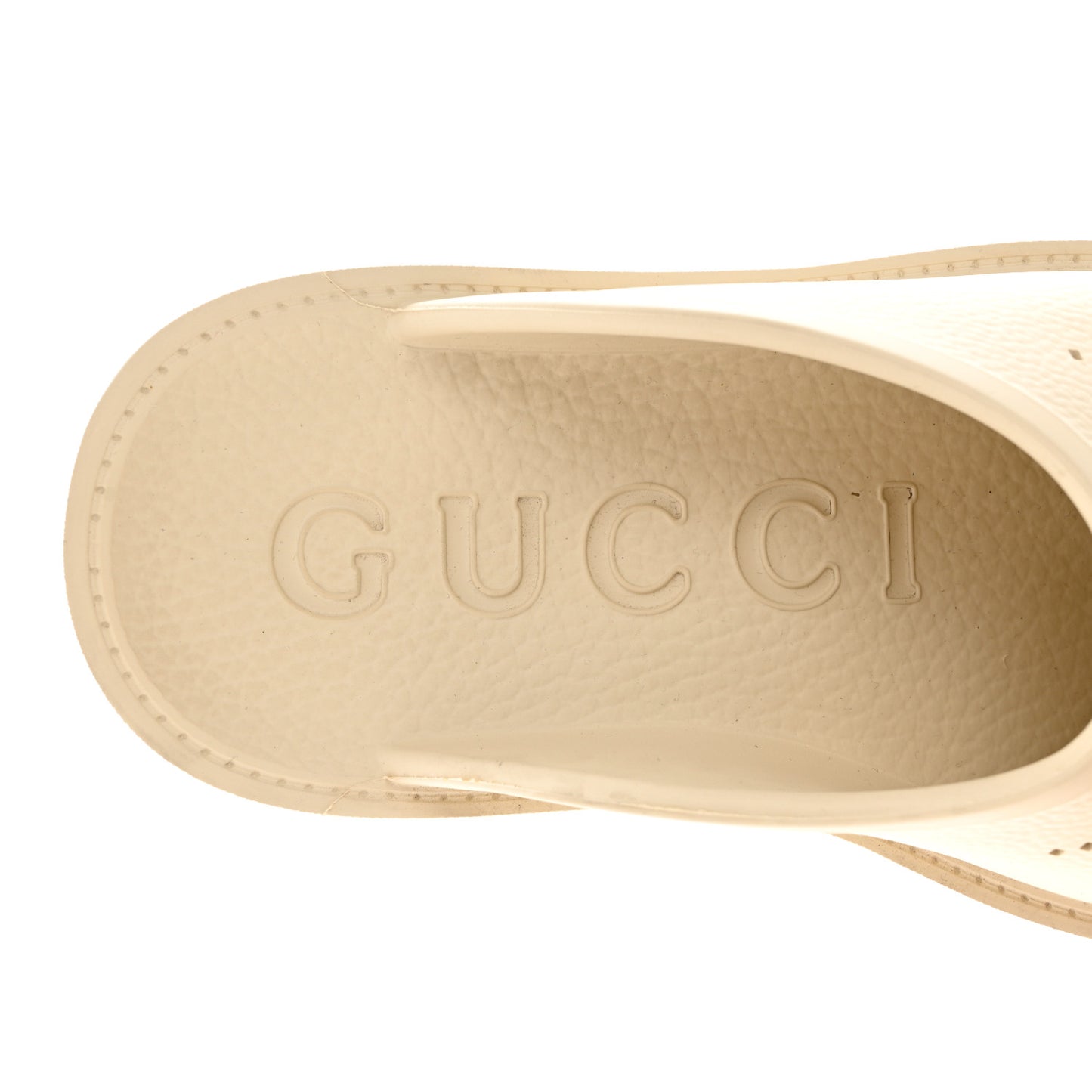 Rubber GG Monogram Perforated Elea Platform 55mm Lug Sole Sandals 37 Mystic White