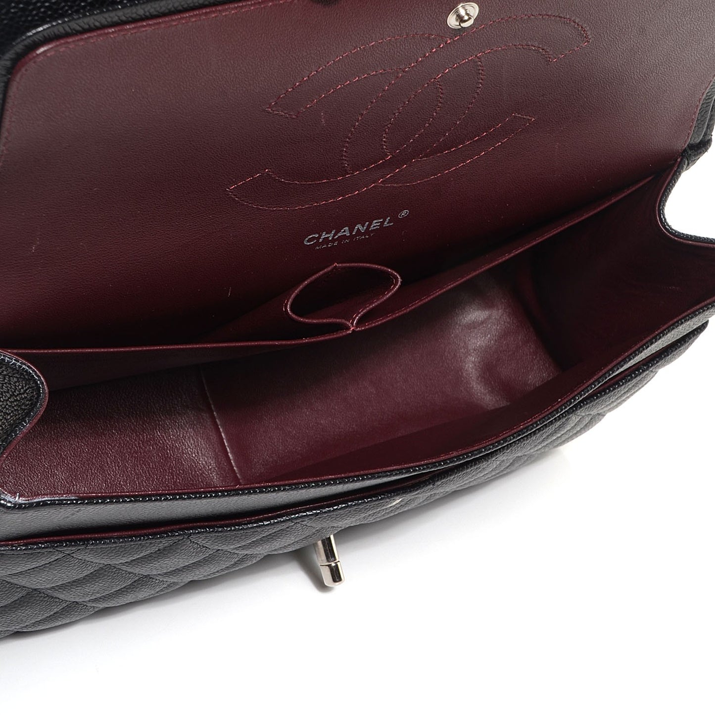 Caviar Quilted Jumbo Double Flap Black
