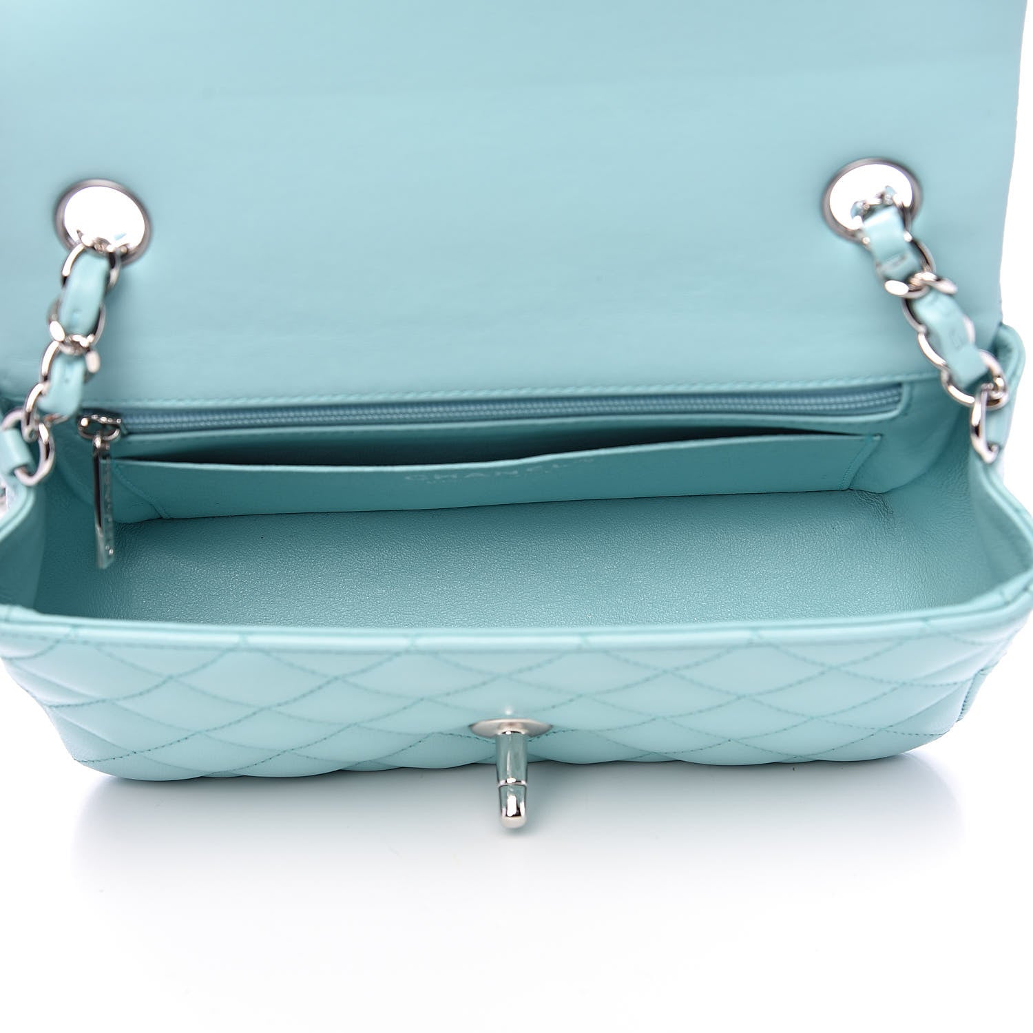 Chanel Lambskin Quilted Mini Rectangular Flap Light Blue 5 of 11