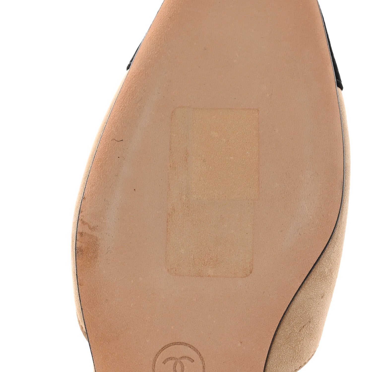 Chanel Suede Cap Toe CC Slingback Pumps 36.5 Beige Black 10 of 10
