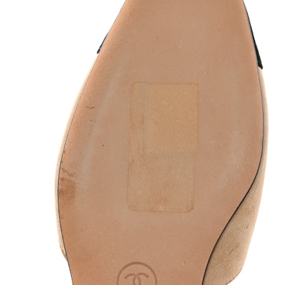 Chanel Suede Cap Toe CC Slingback Pumps 36.5 Beige Black 10 of 10