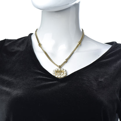 Gucci Pearl Embellished Double G Necklace Aged Gold 2 of 5