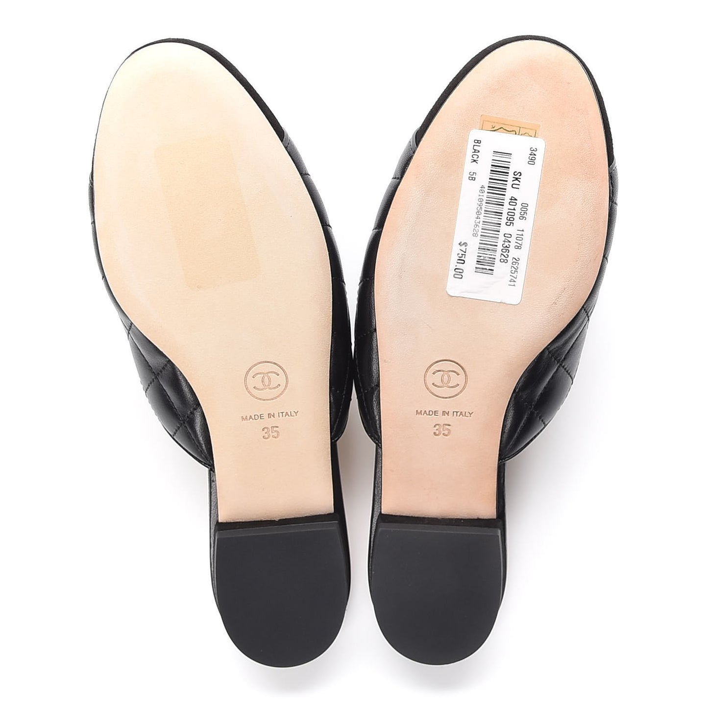 Lambskin Suede Quilted Mules 35 Black