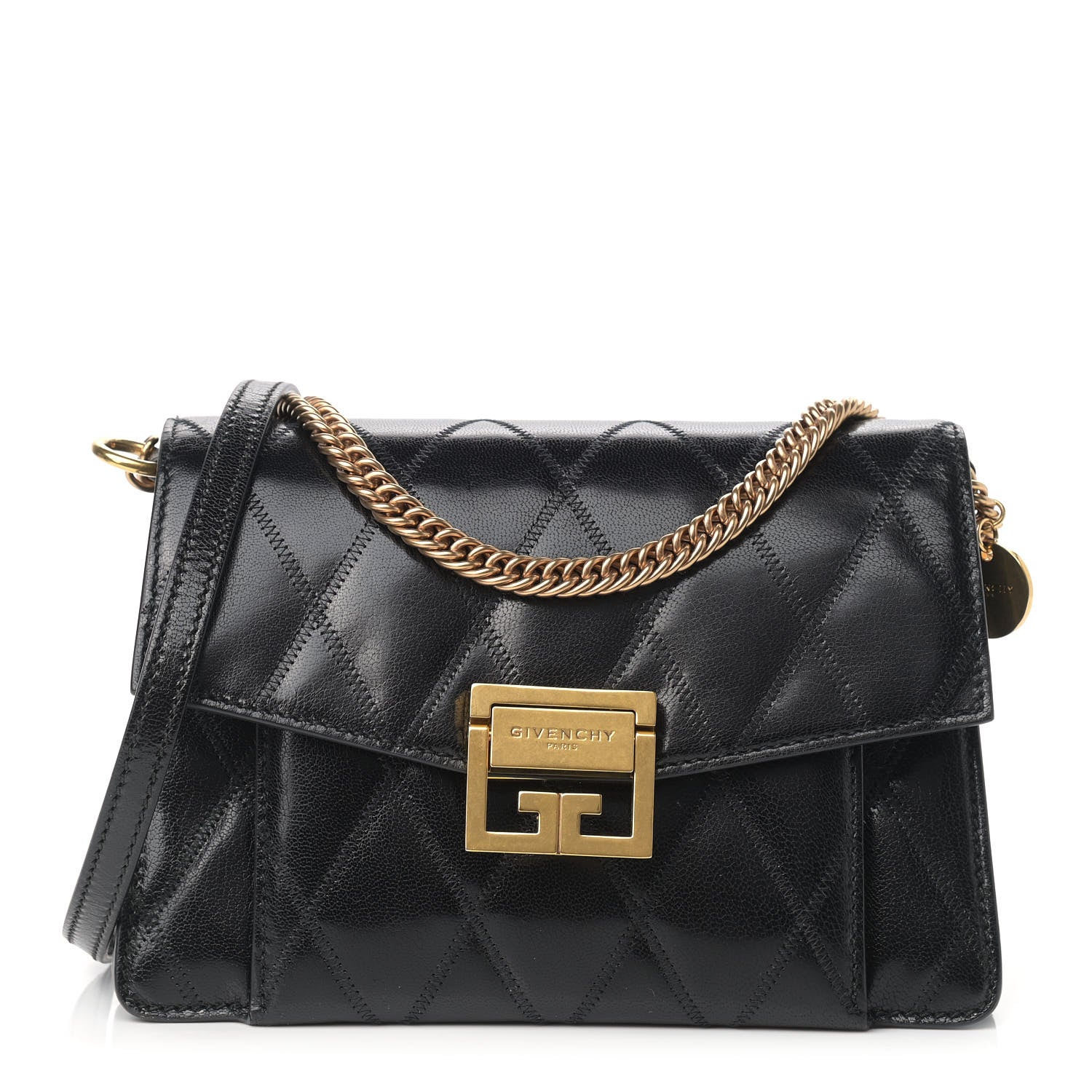 Givenchy Goatskin Quilted Small GV3 Shoulder Bag Black 1 of 12