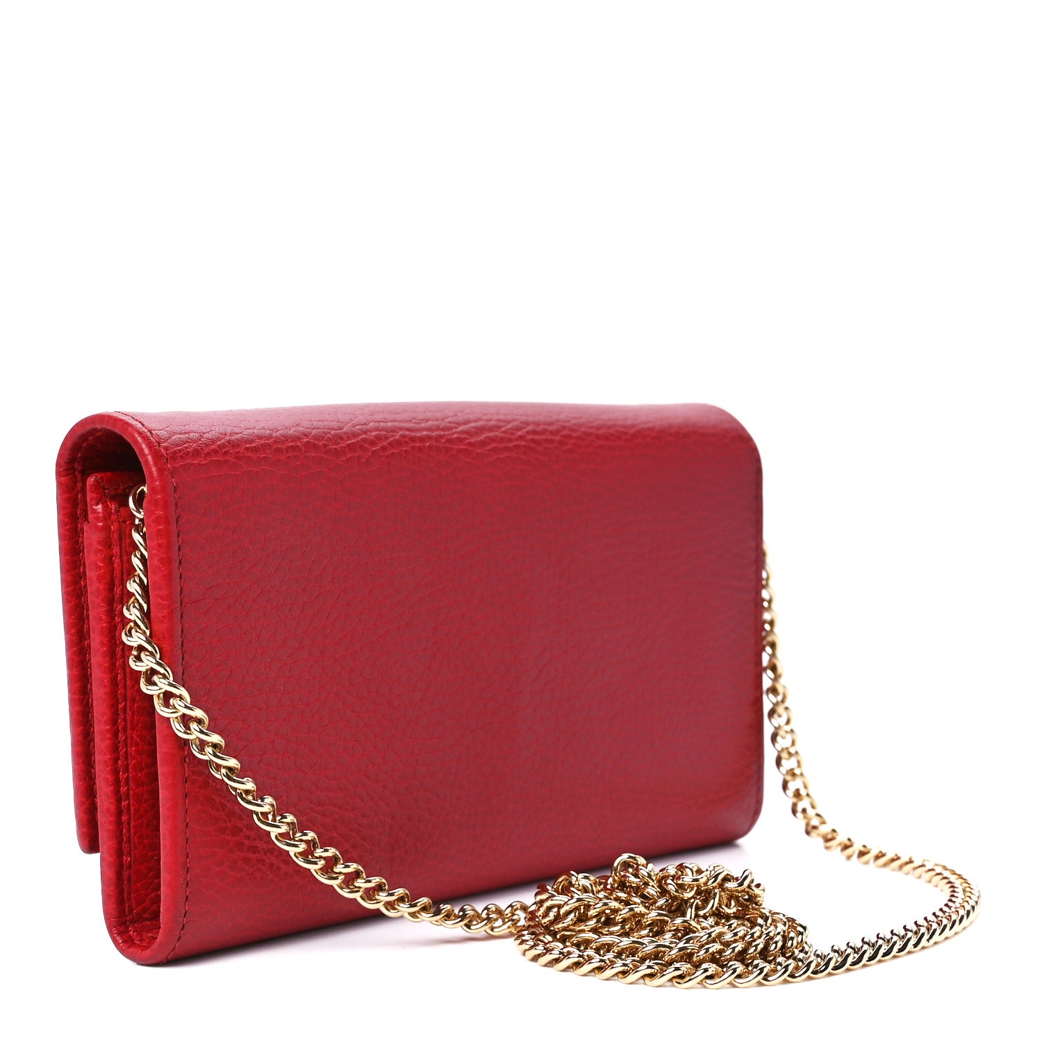 Gucci Dollar Calfskin Petite GG Marmont Wallet Chain Bag Hibiscus Red 3 of 11