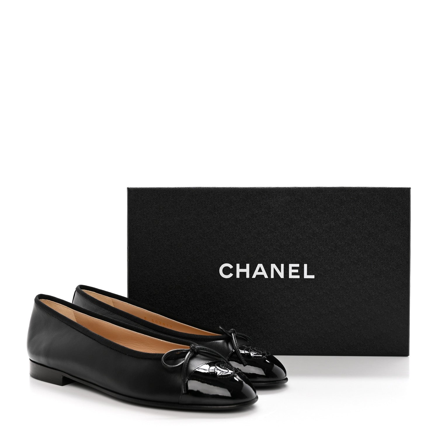 Chanel Lambskin Patent Cap Toe CC Ballerina Flats 37 Black 12 of 12