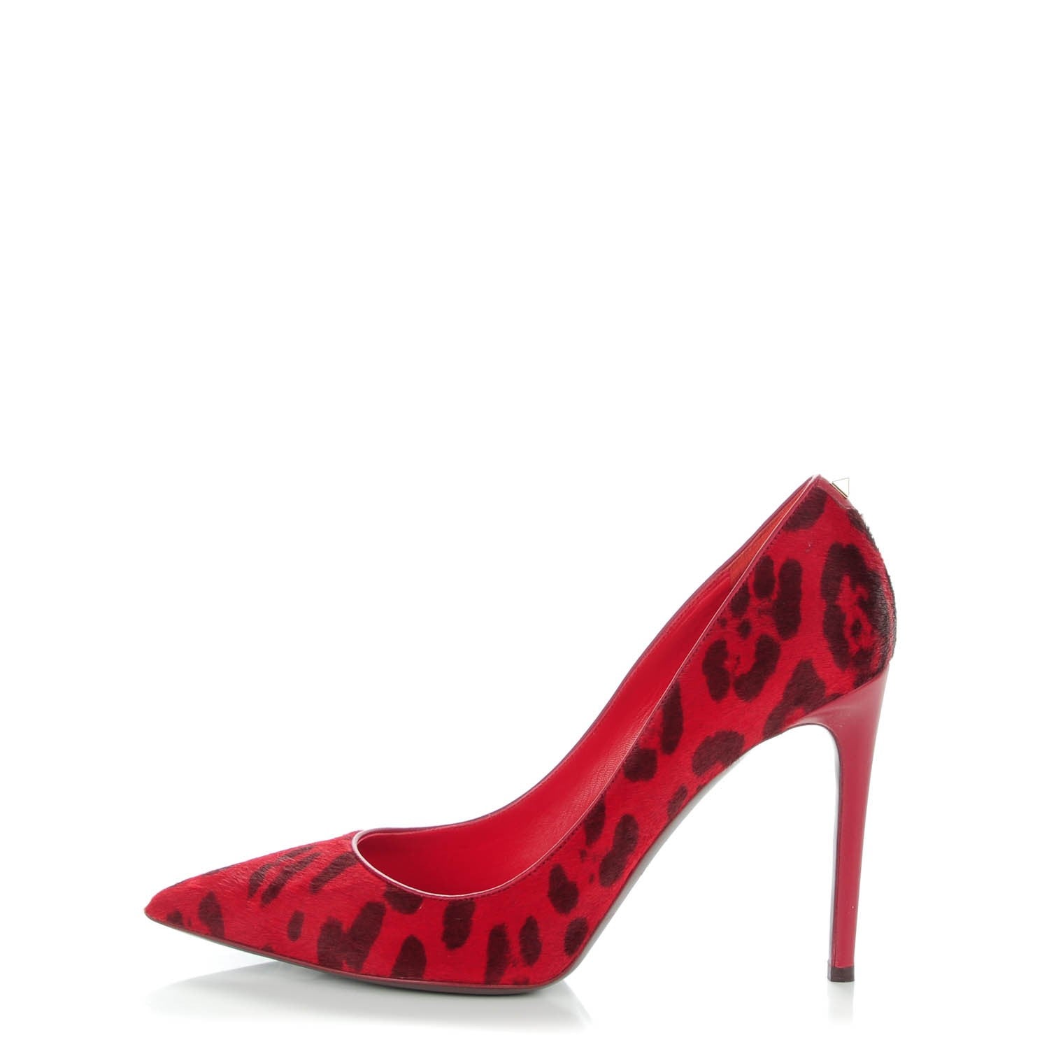 Valentino Garavani Calf Hair Leopard Print Rockstud New Plain 100mm Pumps 40 Red 1 of 9