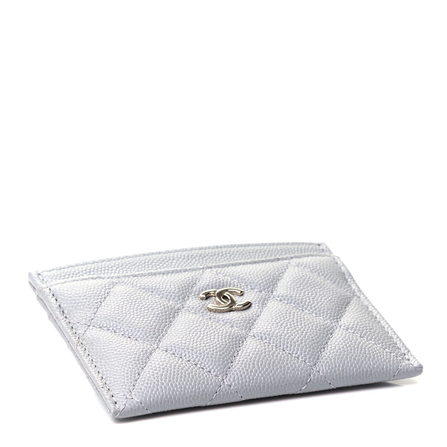Caviar Quilted Card Holder Grey
