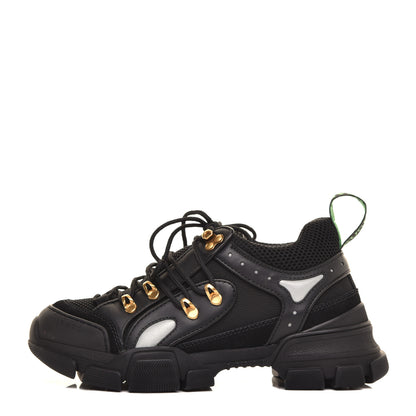 Gucci X SEGA Mesh Suede Calfskin Mens Flashtrek Sneakers 5.5 Black Silver 1 of 8
