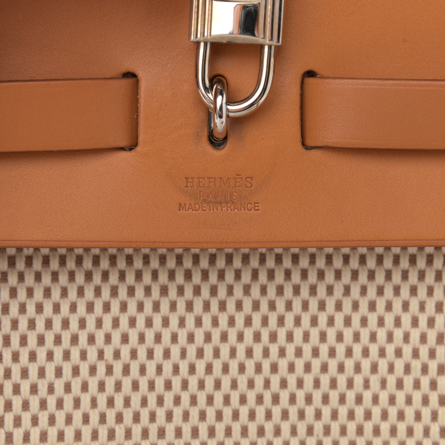 Hermes Toile Vache Calfskin Herbag 30 PM Backpack Natural 7 of 11