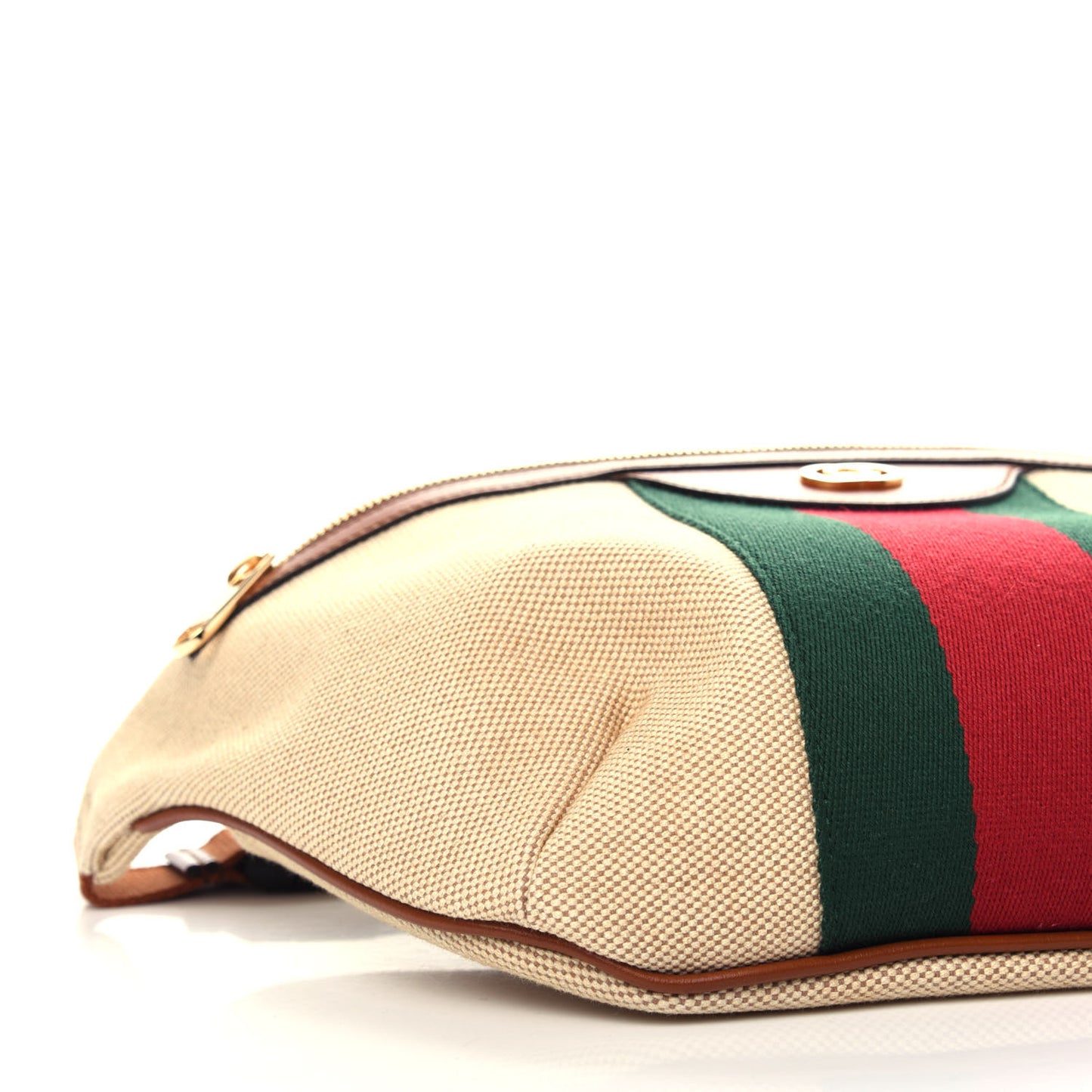 Vintage Canvas Web Belt Bag Sand Cuir