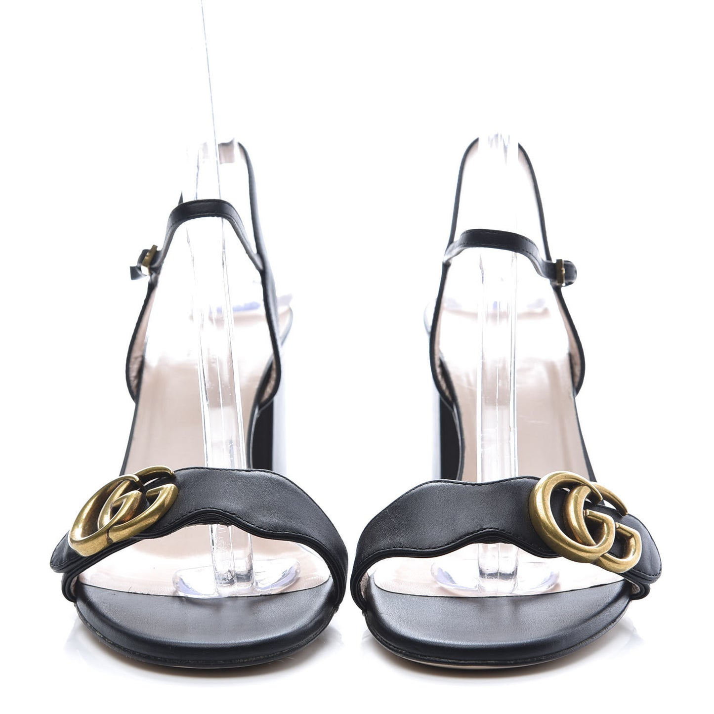 Lifford Calfskin GG Marmont Ankle Wrap 75mm Sandals 38 Black