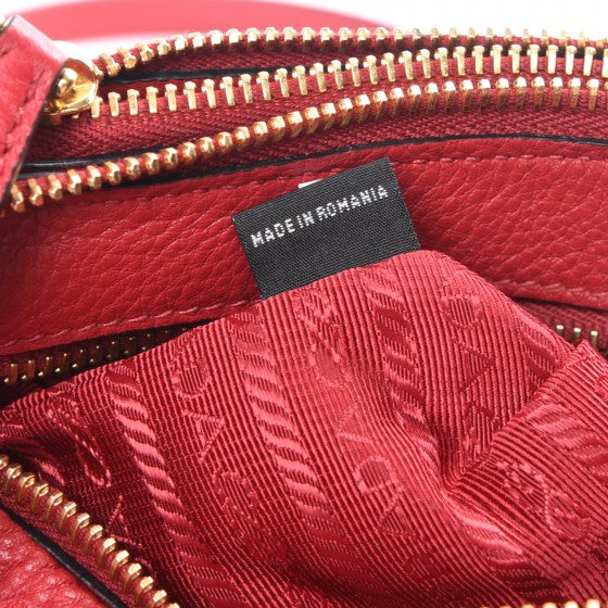 Prada Vitello Phenix Double Zip Crossbody Bag Scarlatto 9 of 10