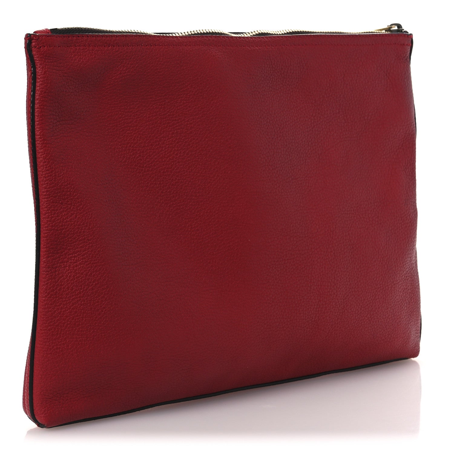 Gucci Pebbled Calfskin Medium Logo Portfolio Clutch Hibiscus Red 3 of 10