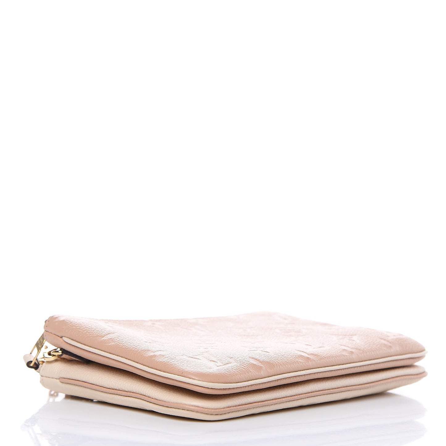 Empreinte Double Zip Pochette Beige Rose Creme