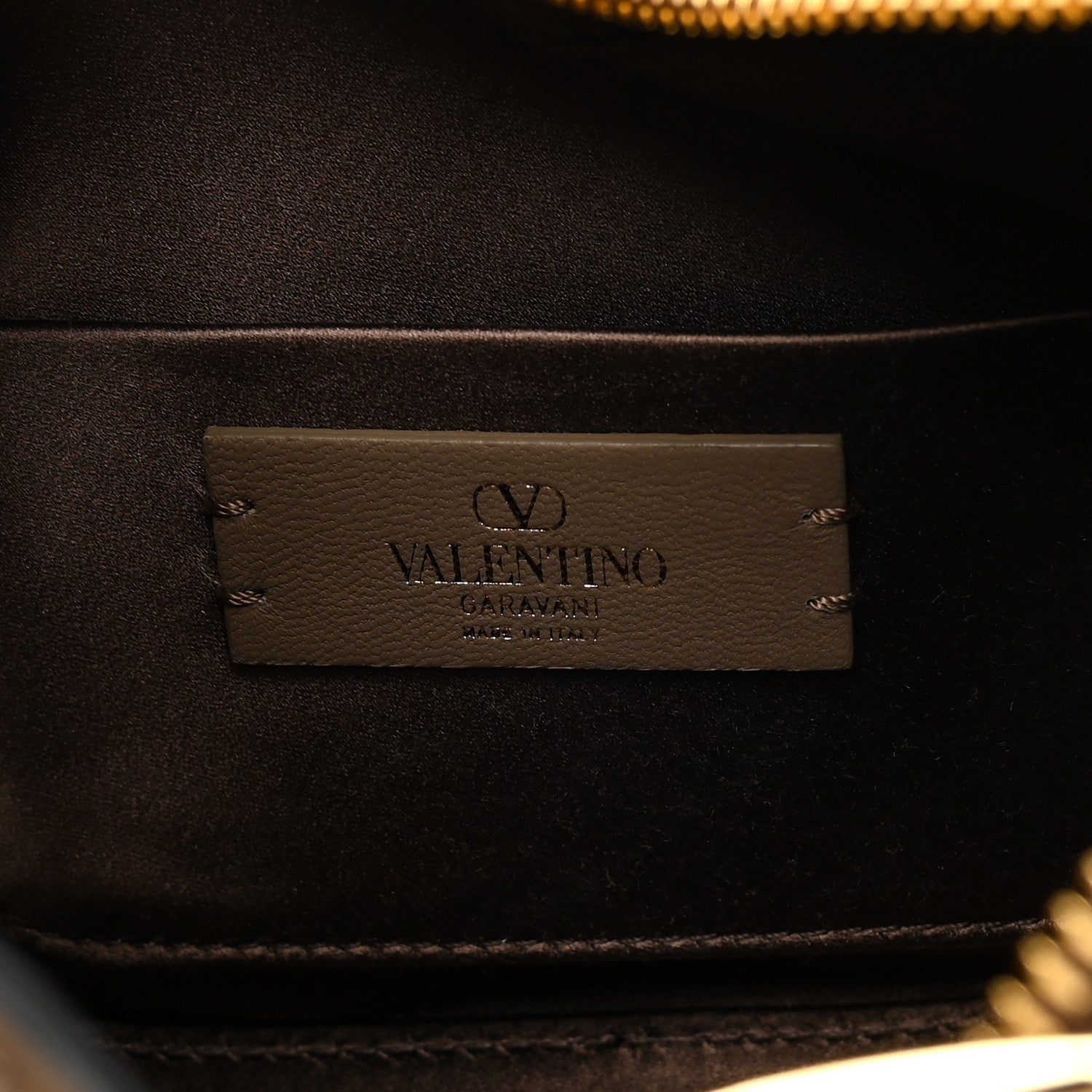 Valentino Garavani Satin Crystal Mini Vlogo Moon Bag Brown 6 of 10