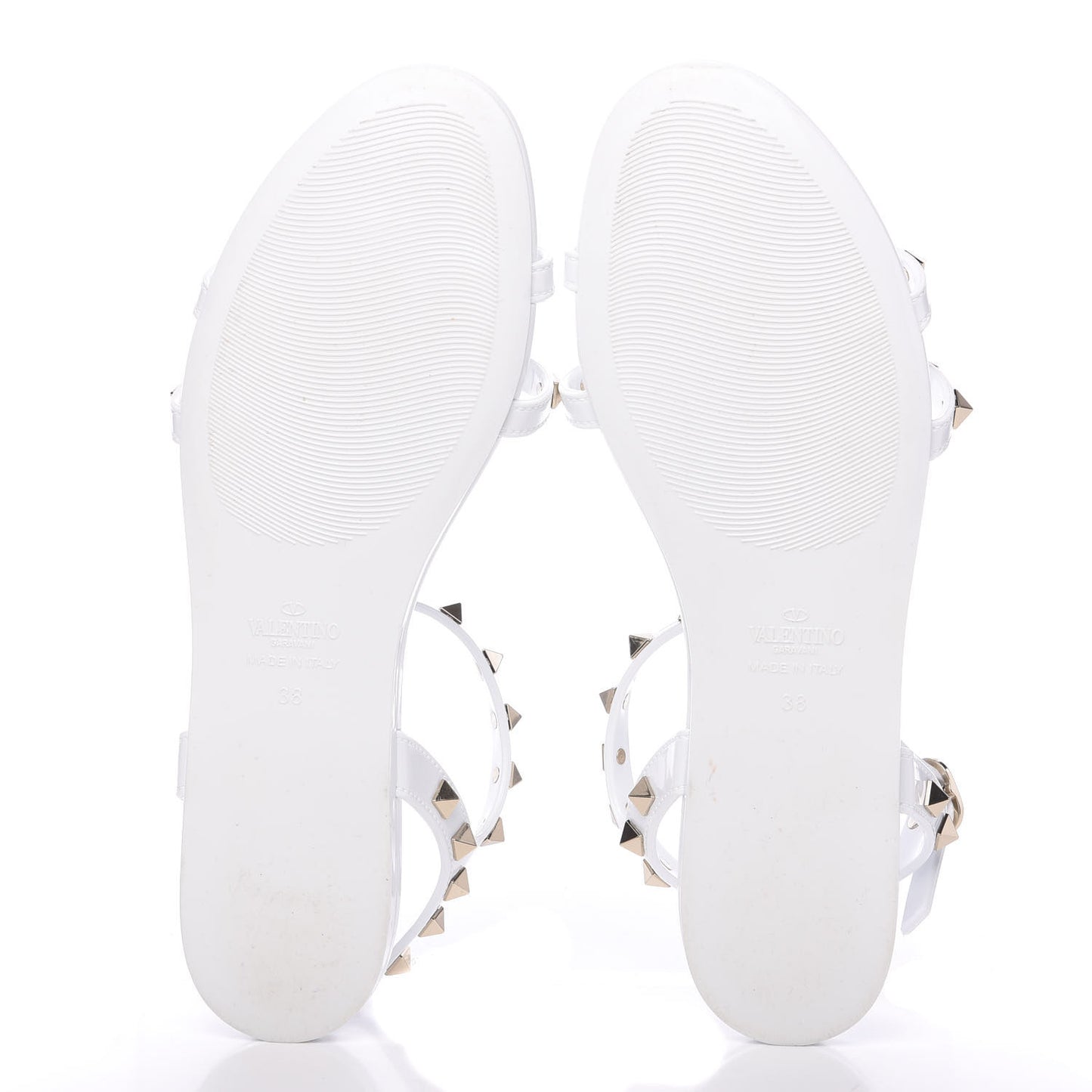 PVC Jelly Rockstud Caged Sandals 38 Optic White