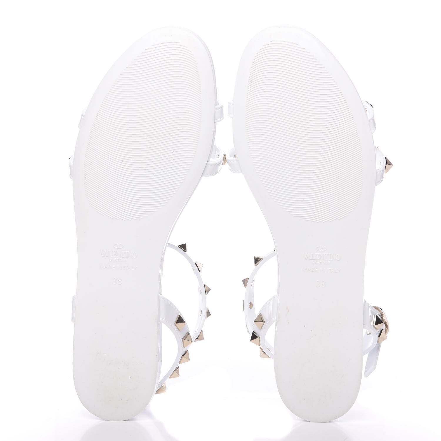 Valentino Garavani PVC Jelly Rockstud Caged Sandals 38 Optic White 5 of 7