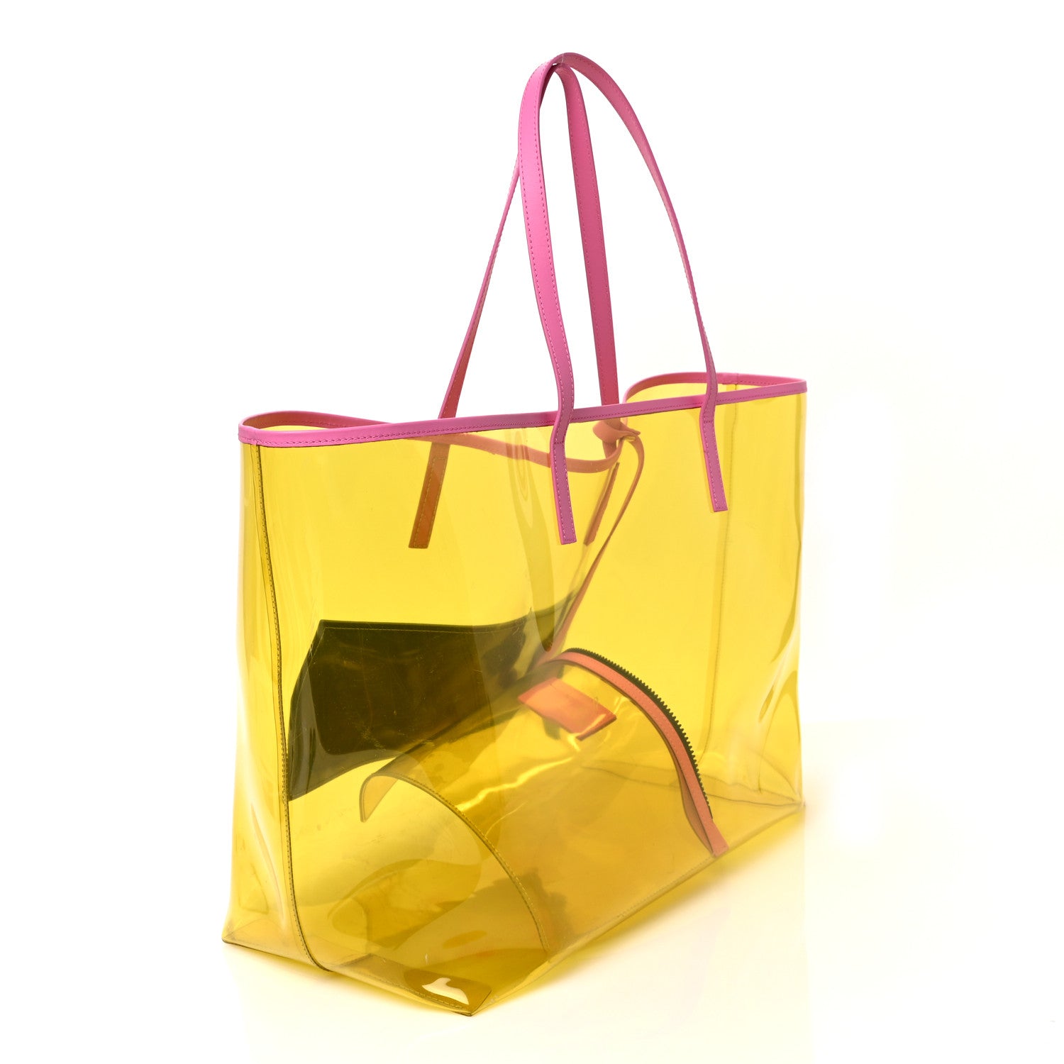 Versace Vinyl Calfskin 90s Logo Tote Yellow 4 of 9