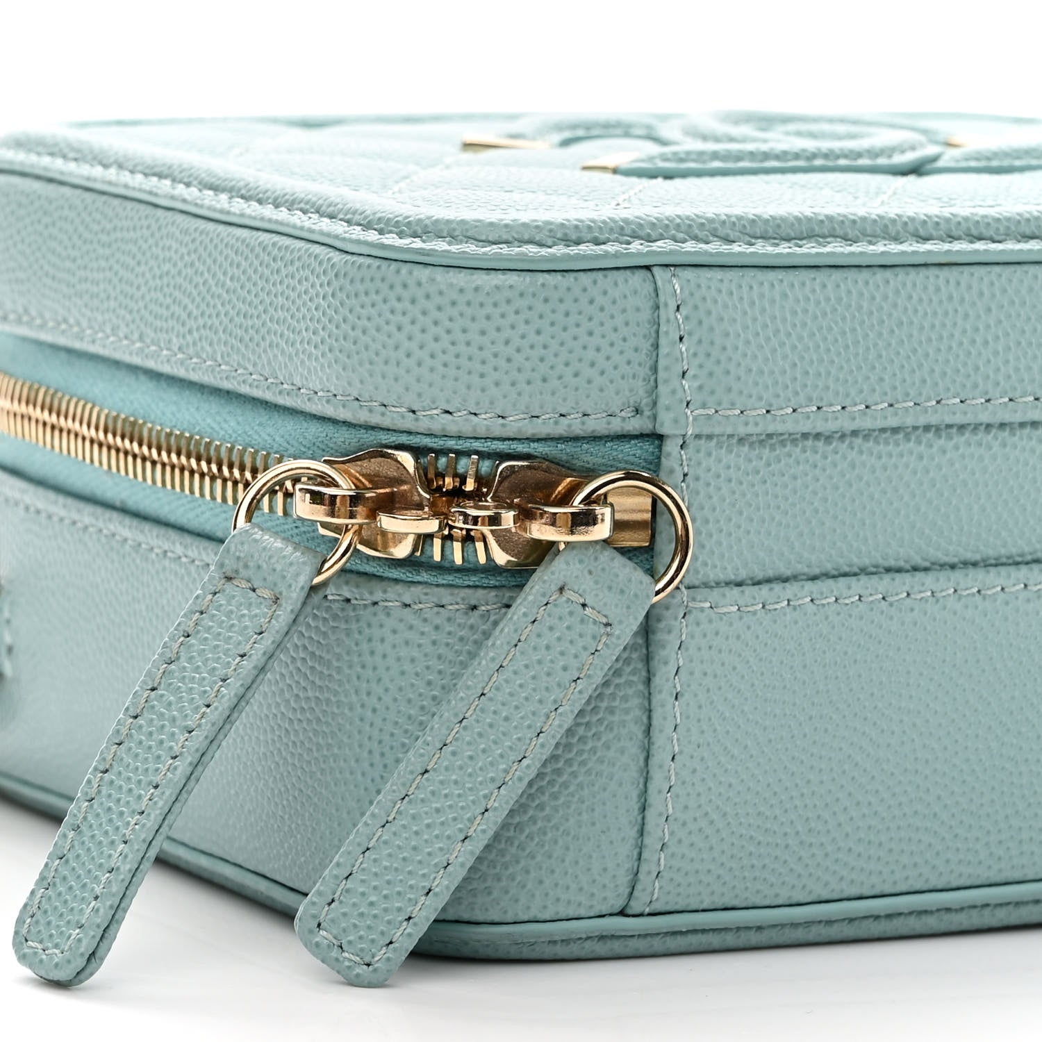 Chanel Caviar Quilted Small CC Filigree Vanity Case Light Blue 8 of 10