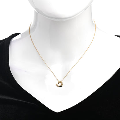Tiffany 18K Yellow Gold Diamond 11mm Elsa Peretti Open Heart Pendant Necklace 2 of 5
