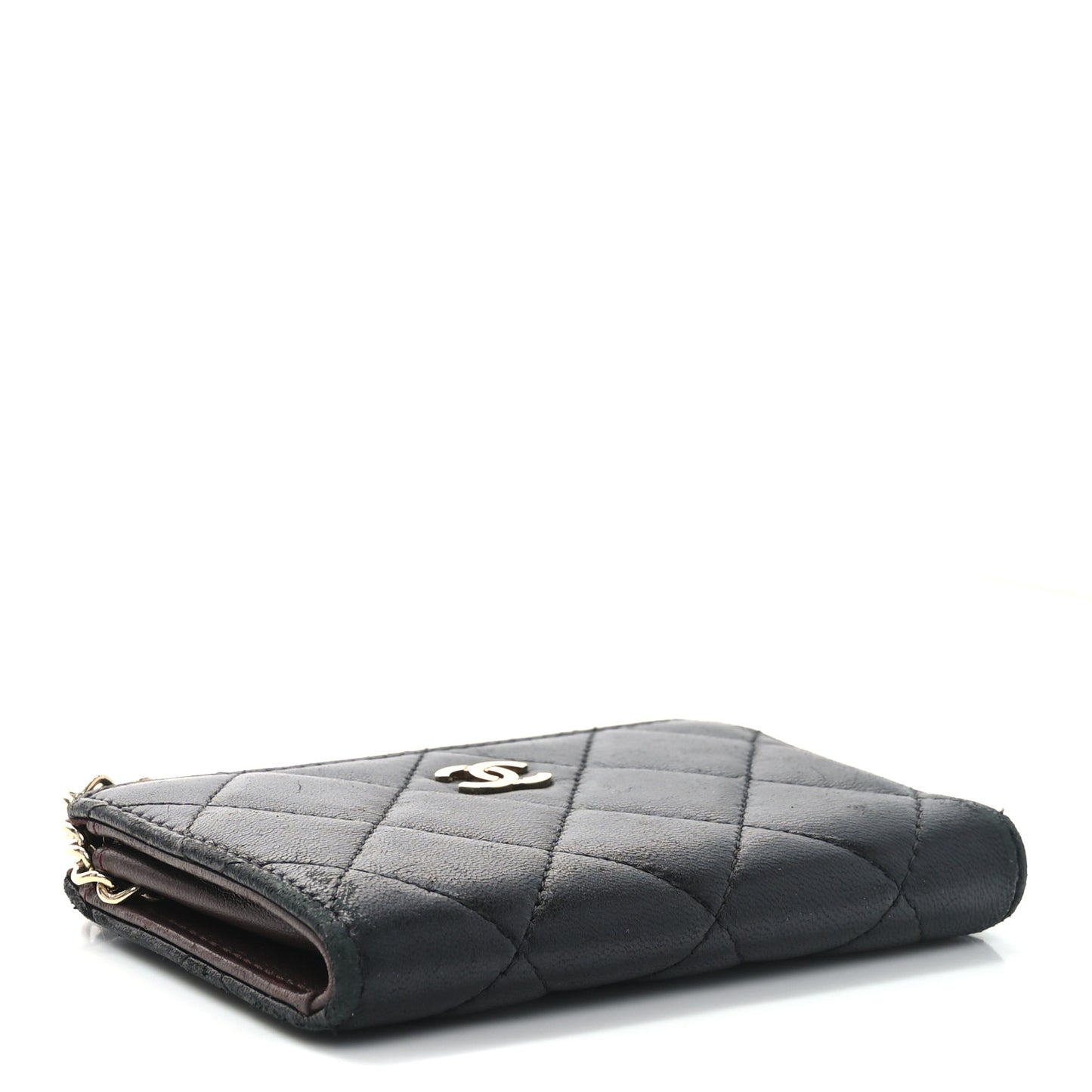 Lambskin Quilted Key Holder Case Black