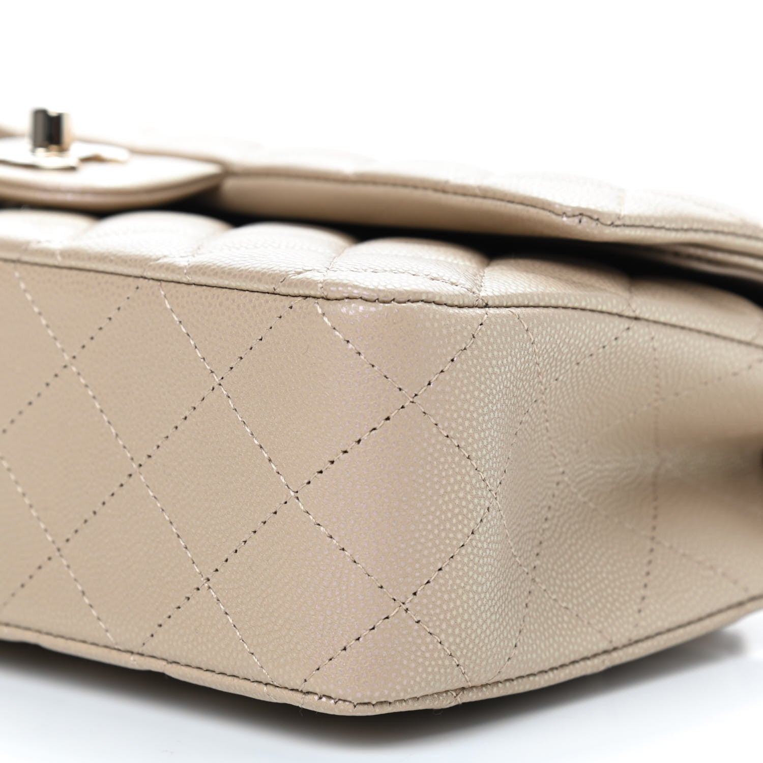 Chanel Iridescent Caviar Quilted Medium Double Flap Dark Beige 9 of 9