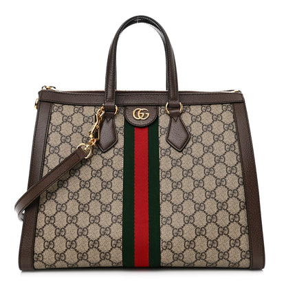 Gucci GG Supreme Monogram Web Medium Ophidia Tote Bag Brown 1 of 11