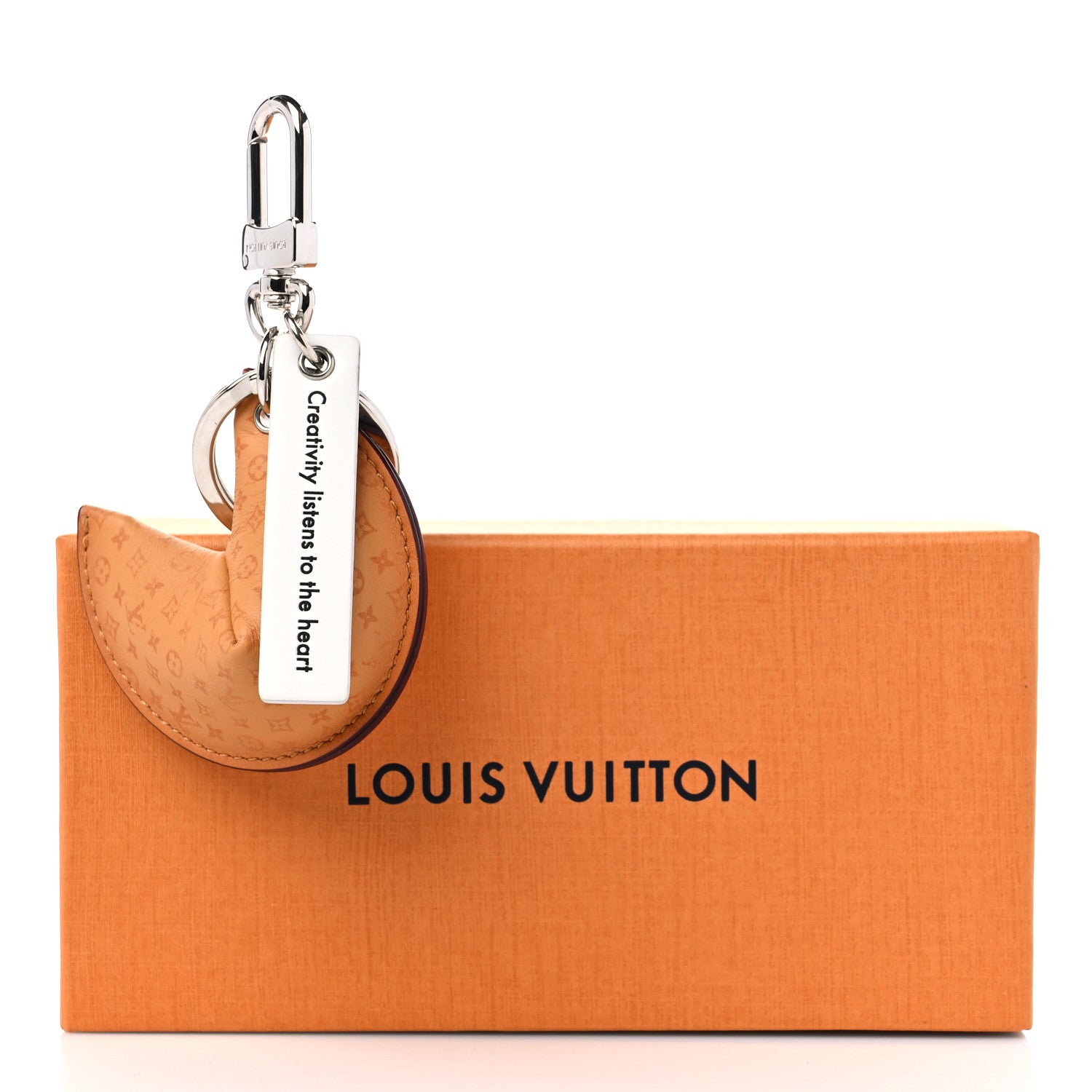 Louis Vuitton Calfskin Monogram Printed LV Fortune Cookie Bag Charm Key Holder Brown 4 of 4
