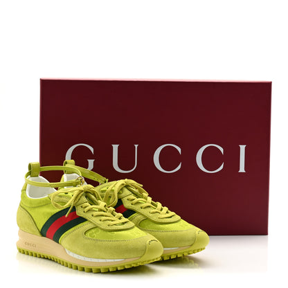 Gucci GG Suede Monogram Web Re-Motion Sneakers 37 Green 8 of 8