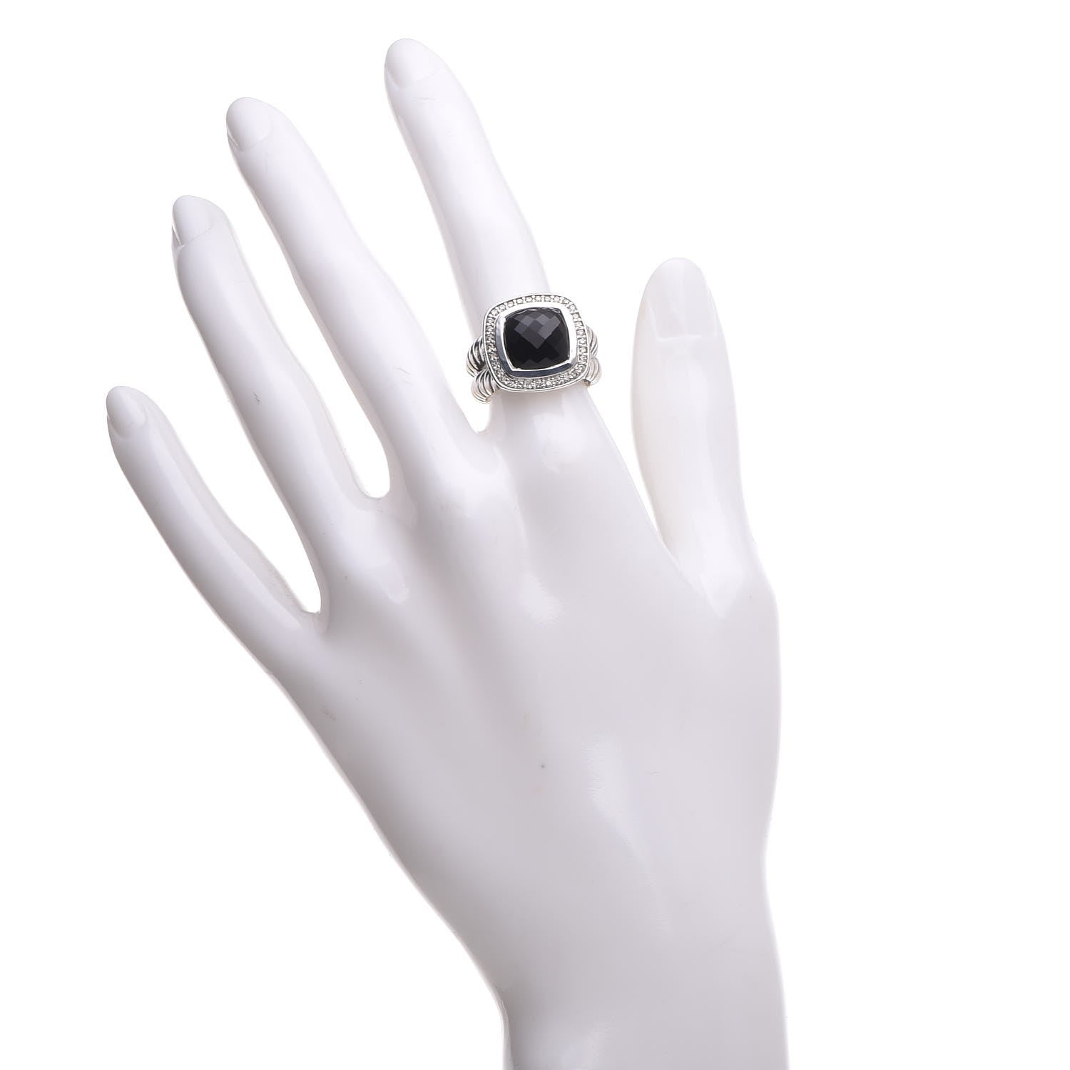 David Yurman Sterling Silver Diamond Black Onyx 11mm Albion Ring 52 6 2 of 6