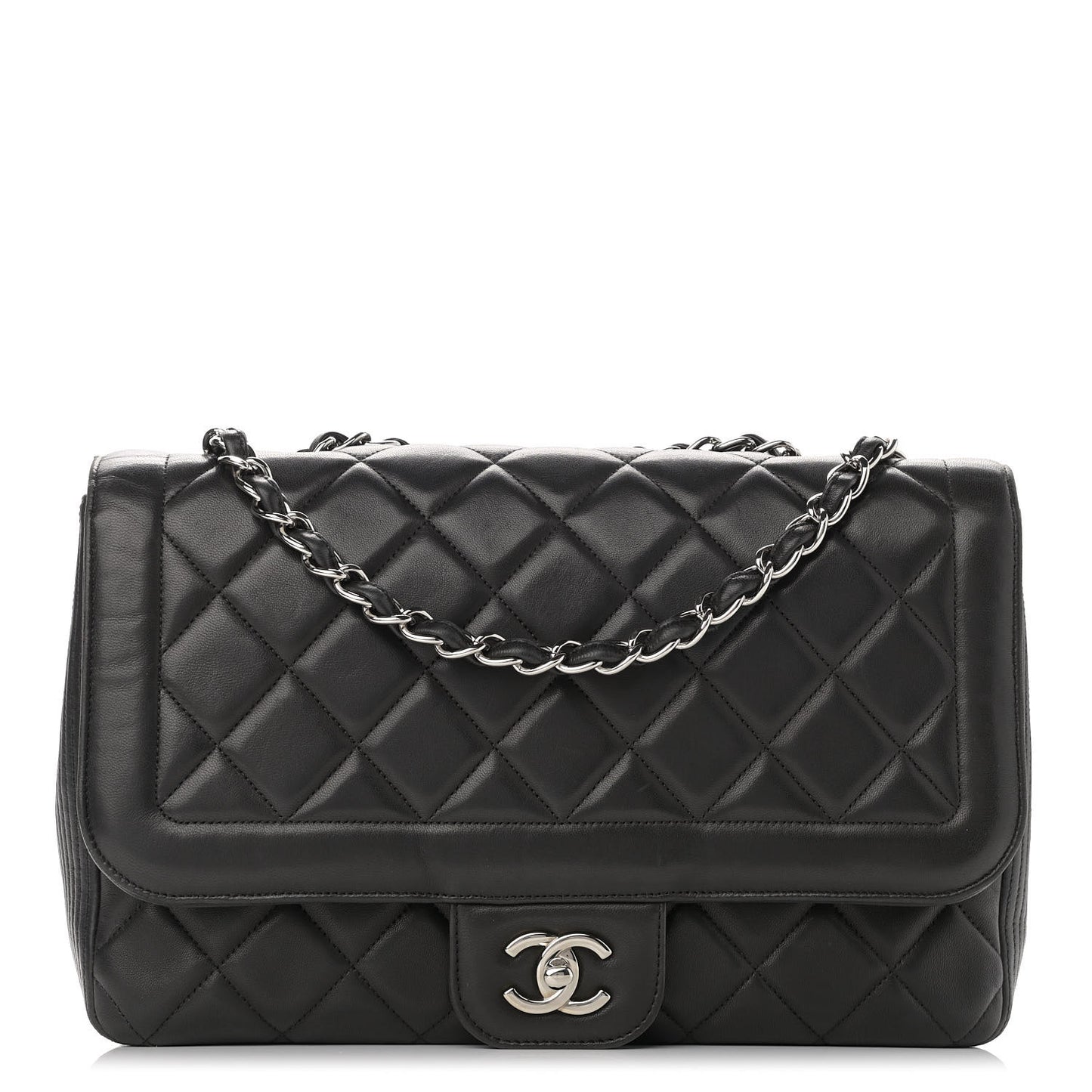 Lambskin Quilted Large Coco Rider Flap Black