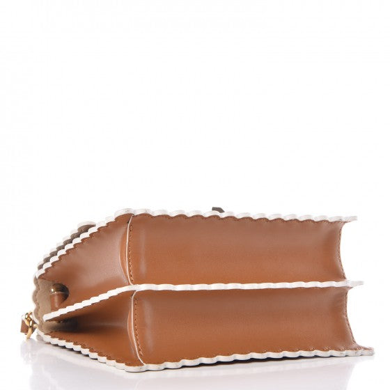 Vitello Liberty Scalloped Studded Small Kan I Shoulder Bag Caramello