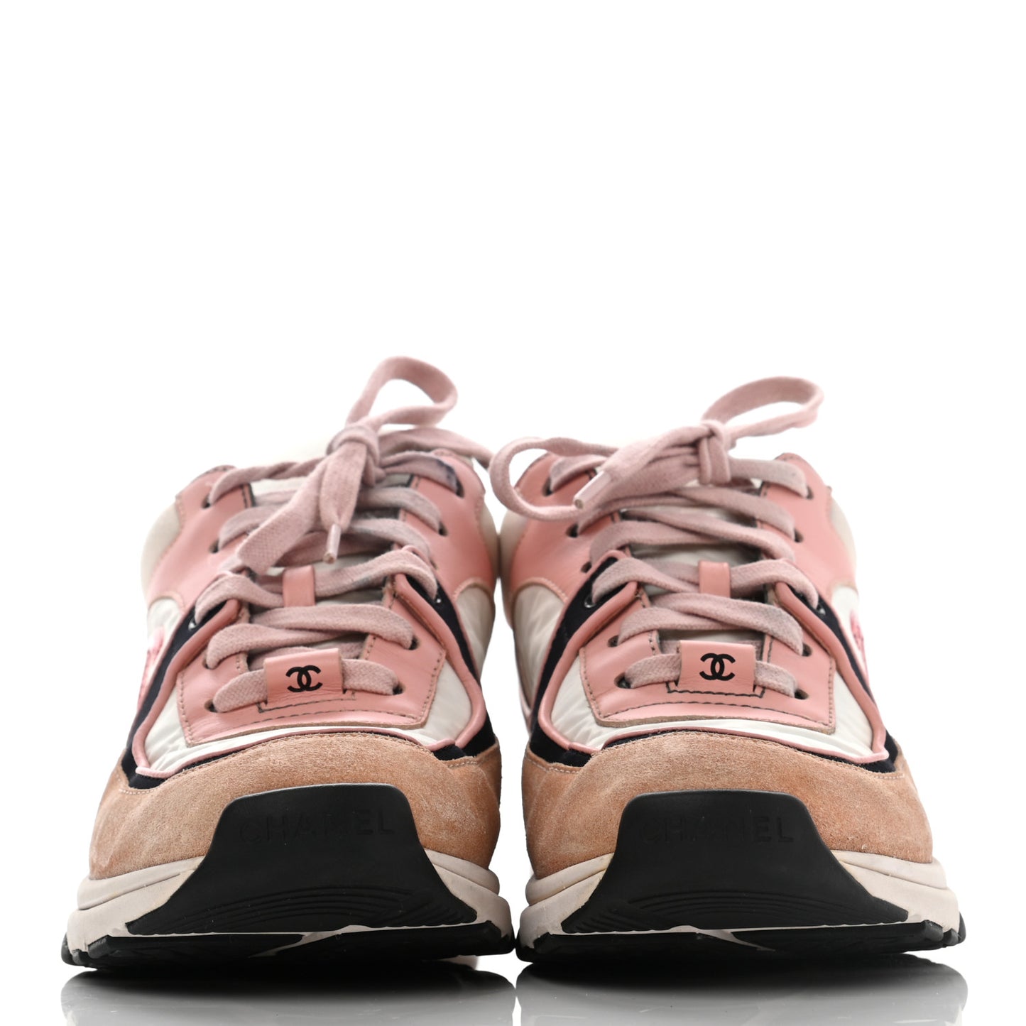 Nylon Lambskin Suede Calfskin CC Sneakers 36.5 Pink