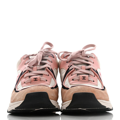 Chanel Nylon Lambskin Suede Calfskin CC Sneakers 36.5 Pink 2 of 21