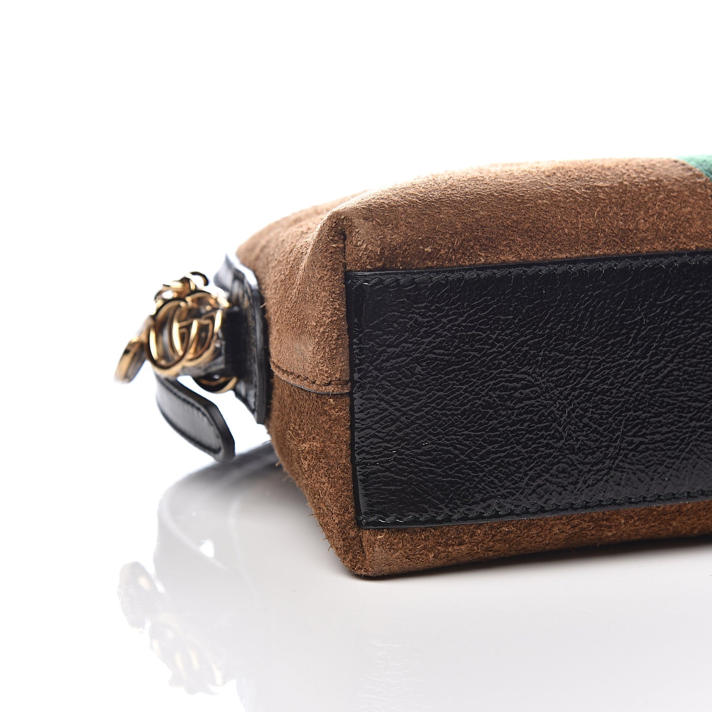 Suede Patent Web Small Ophidia Dome Shoulder Bag Nocciola Black