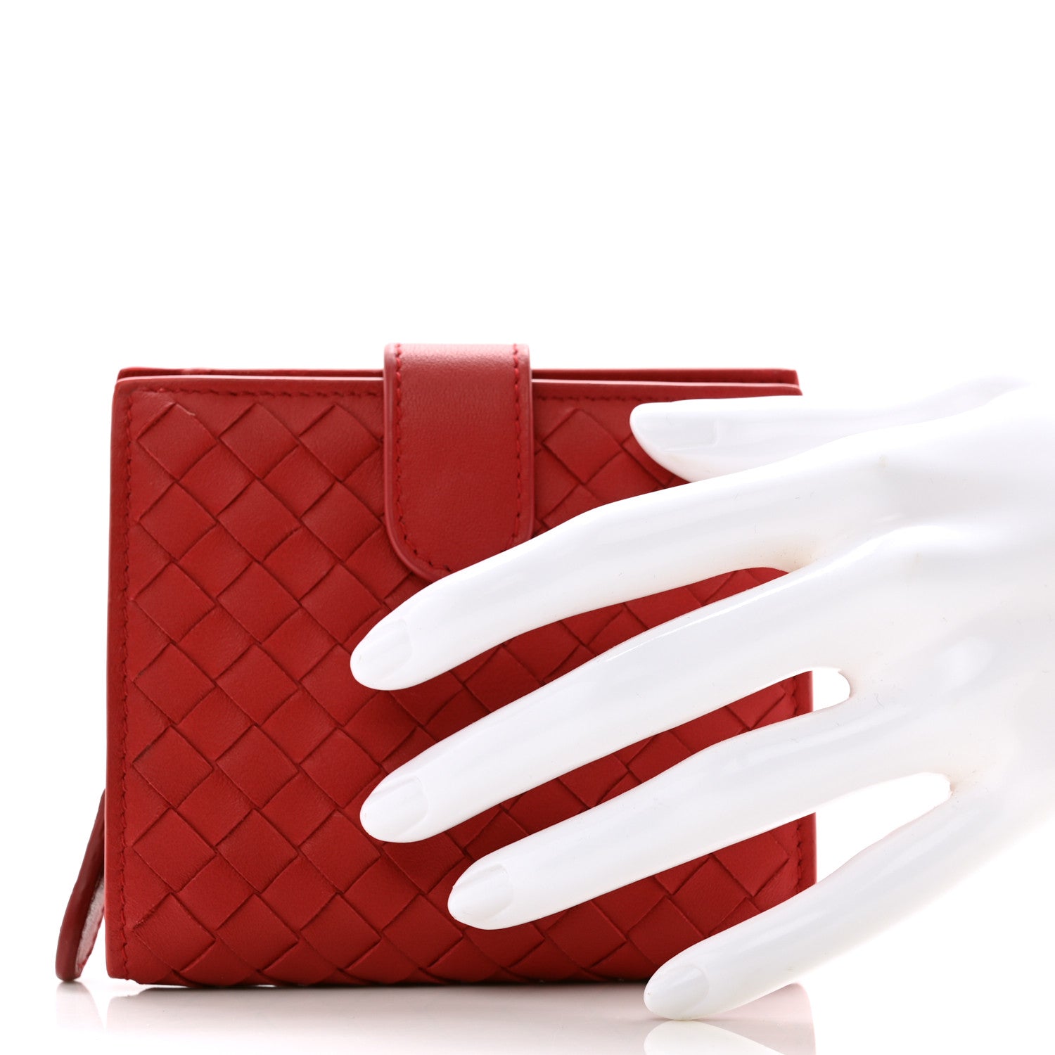 Bottega Veneta Nappa Intrecciato French Flap Wallet Red 2 of 8