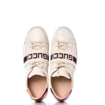 Gucci Calfskin Stripe Womens New Ace Sneakers 40 New Mystic White Ecru Red Flame 6 of 12