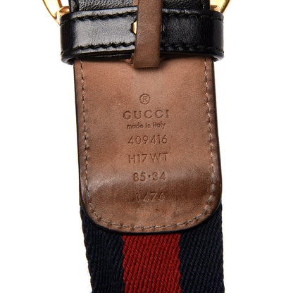 Gucci Nylon Calfskin Double G Web 40mm Belt 85 34 Blue Red Black 5 of 7