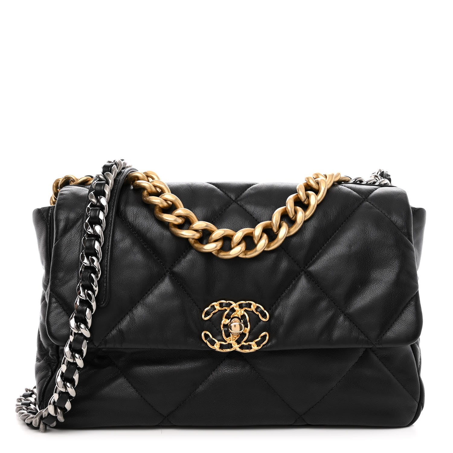 Chanel Goatskin Quilted Large Chanel 19 Flap Black 1 of 9